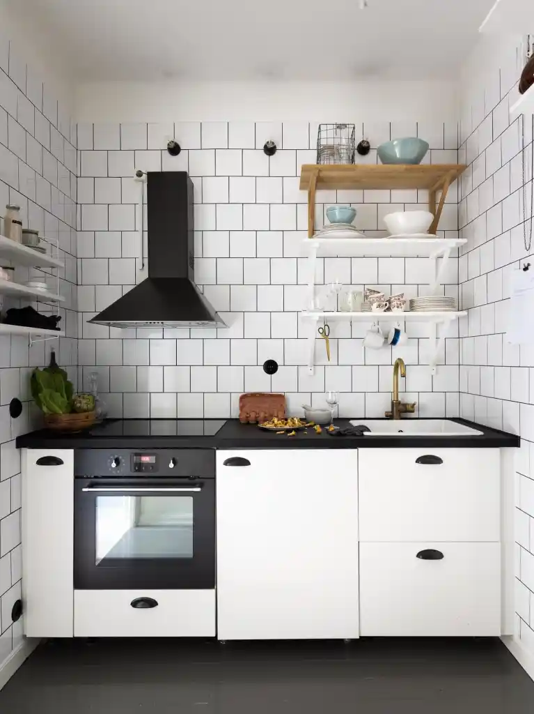 modern White kitchen cabinets with black hardware Bold Luxe