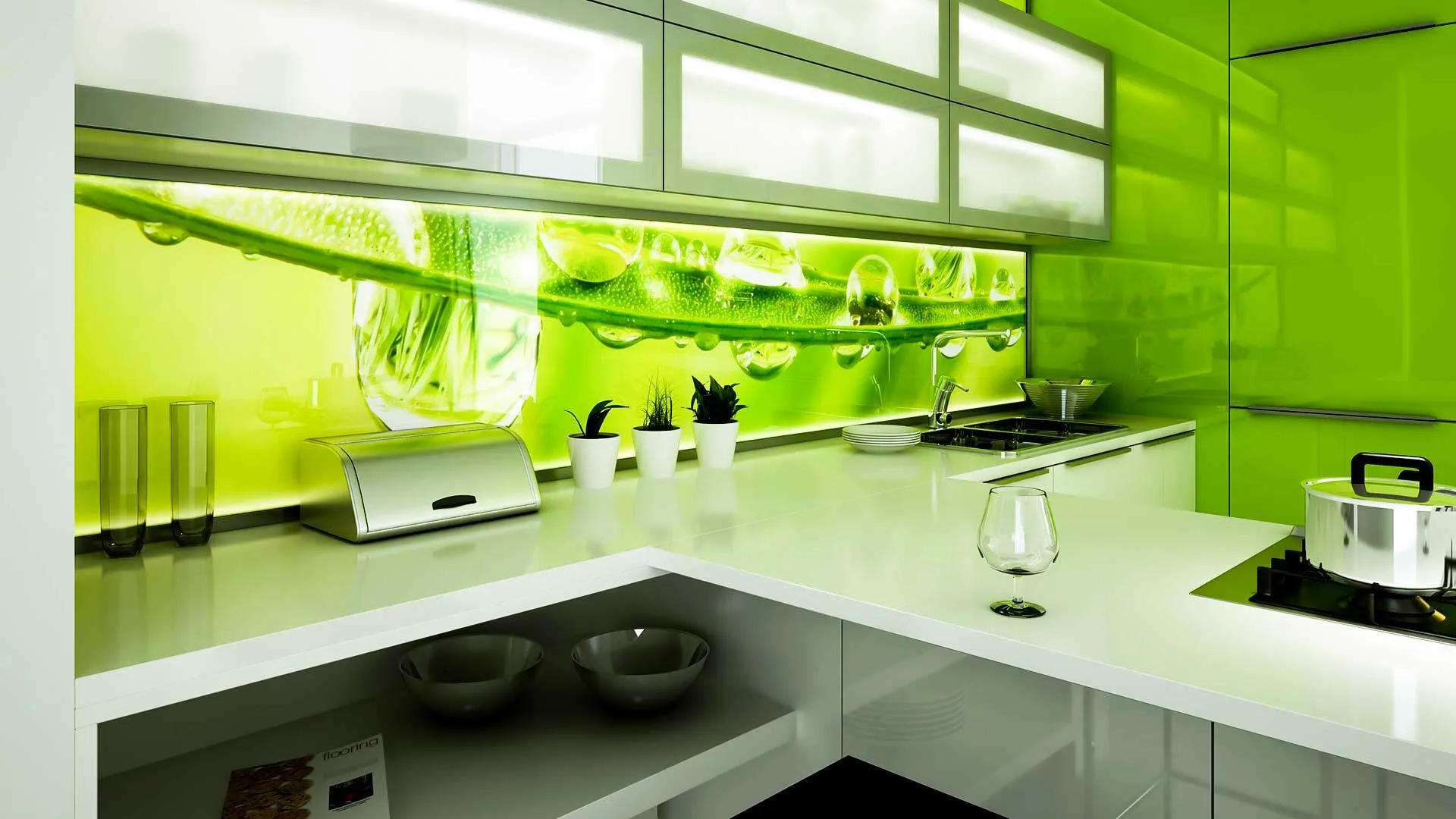Accent with Bold Art Vintage inspired dark green kitchen with marble accents modern green kitchens with dark cabinets Accent with Bold Art