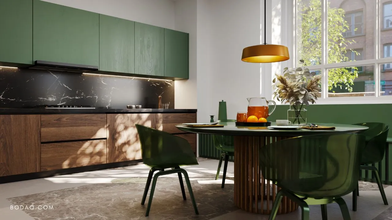 Use Chalkboard Paint Tall dark green cabinets in modern kitchen modern green kitchens with dark cabinets Use Chalkboard Paint