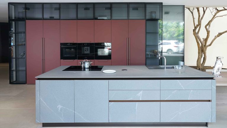 red kitchen cabinet