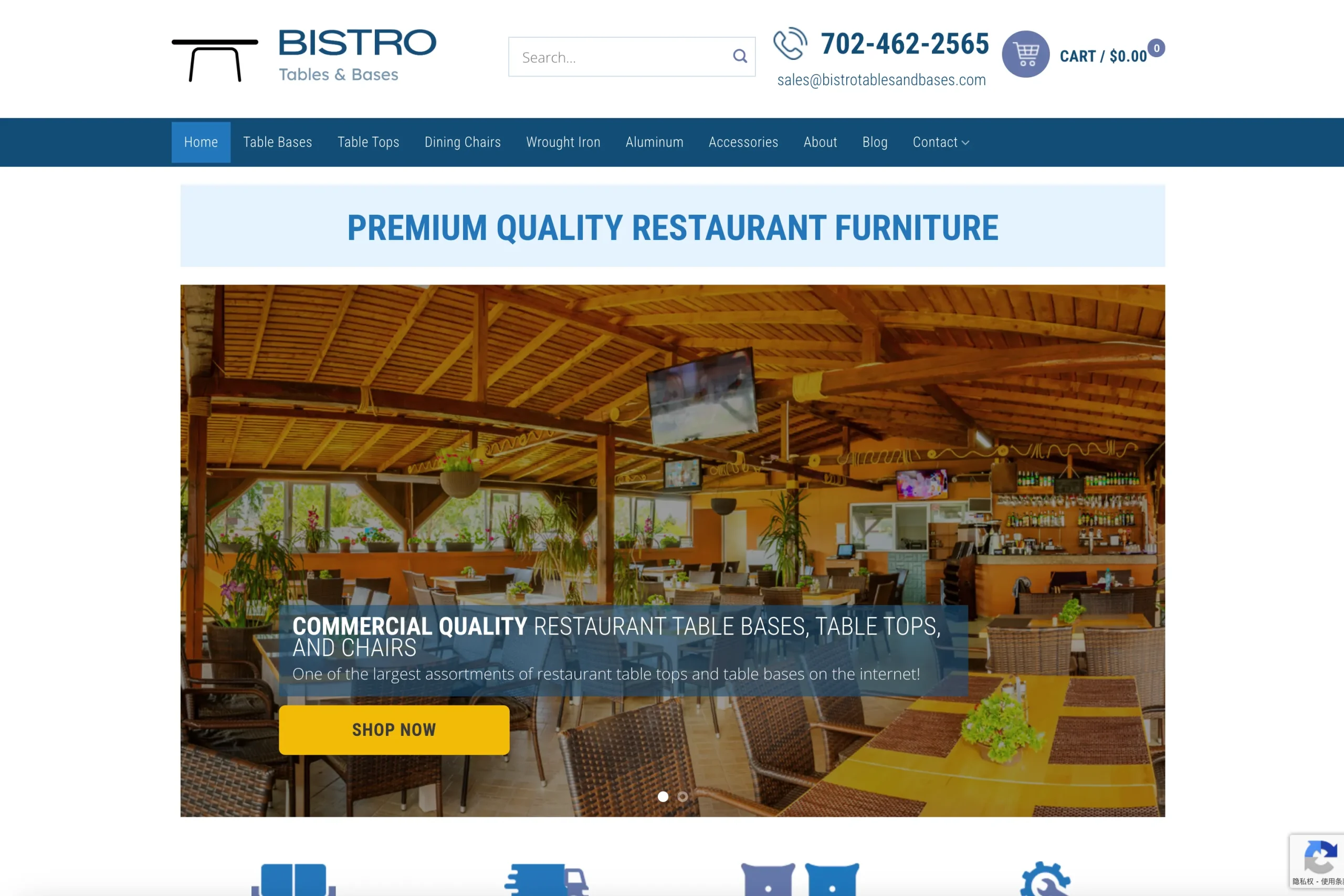 Bistro Tables and Bases website Bistro Tables and Bases website