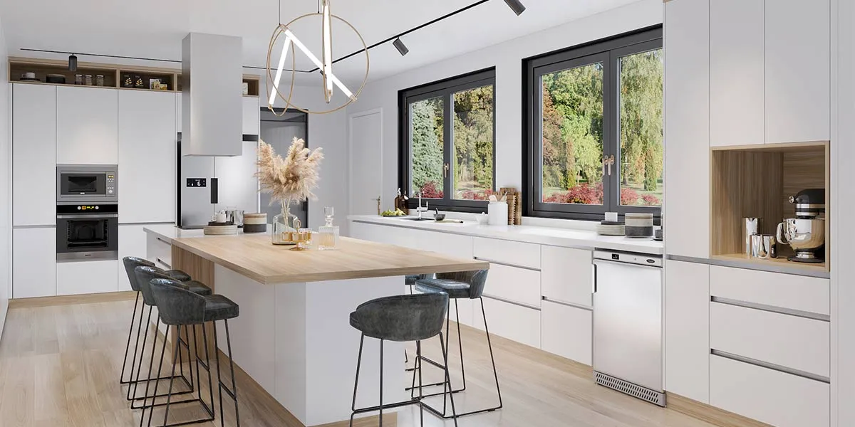 Minimalist kitchen idea Blending Old and New