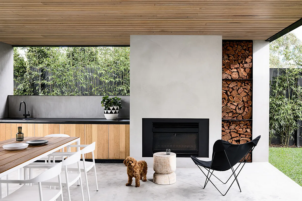 Minimalist kitchen idea Indoor Outdoor Kitchens