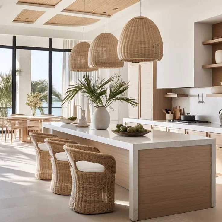 Minimalist kitchen idea Woven and Rattan Accents