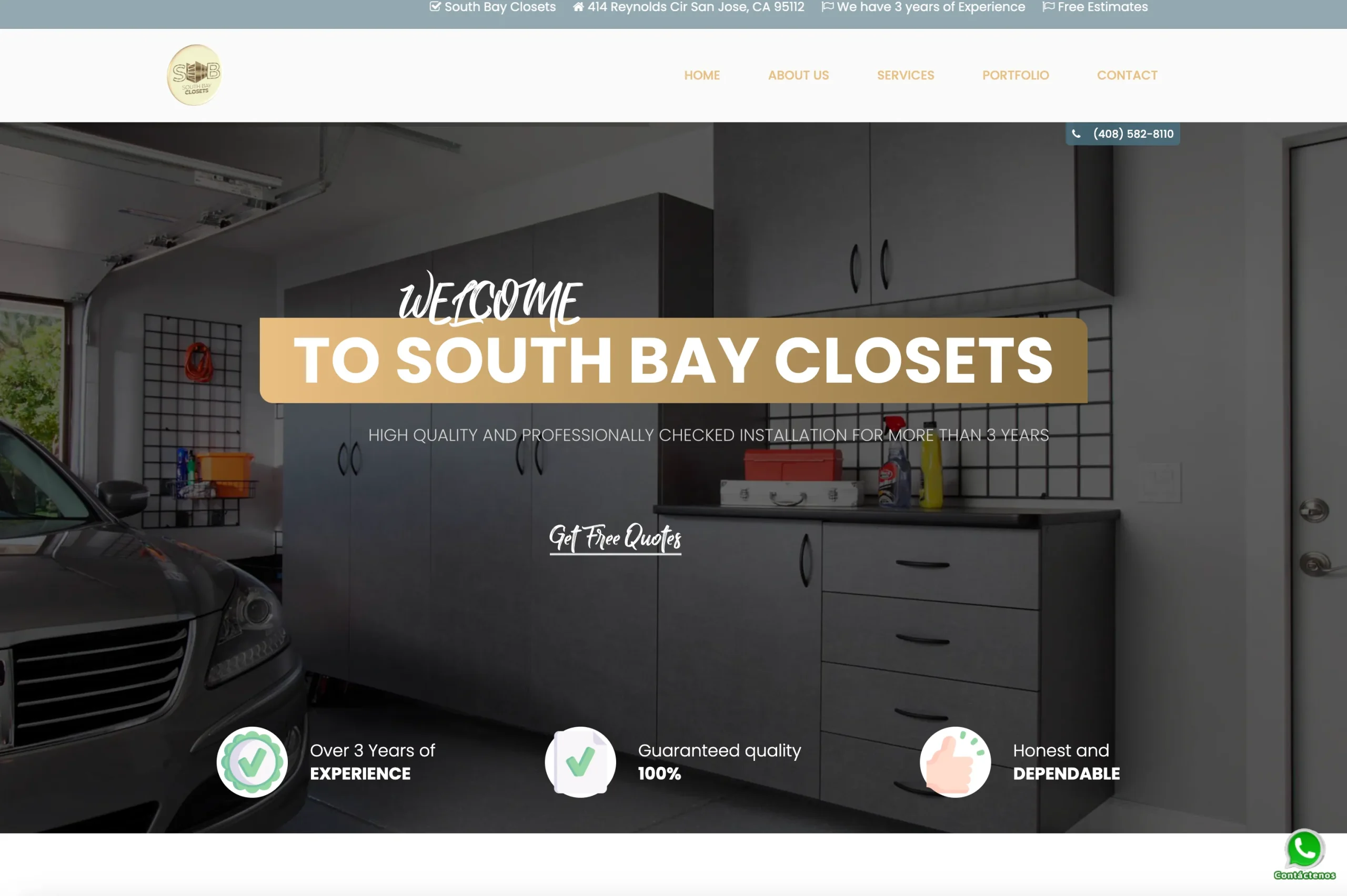 South Bay Custom Closets website