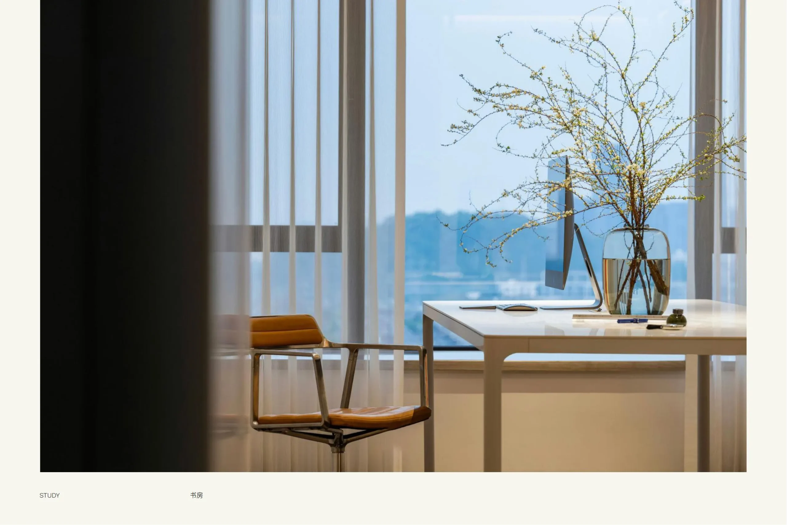 Dubai Villa Sofa with scenic view and glass closet reflection