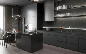 Modern and minimalist kitchen cabinet with Recessed Pulls
