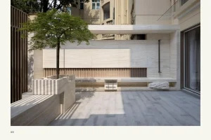 Philippine Apartment Modern patio with tree and stone walls