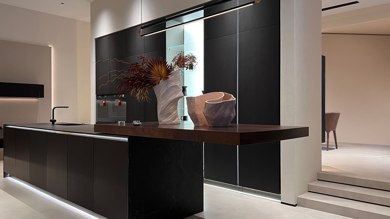 black kitchen cabinet