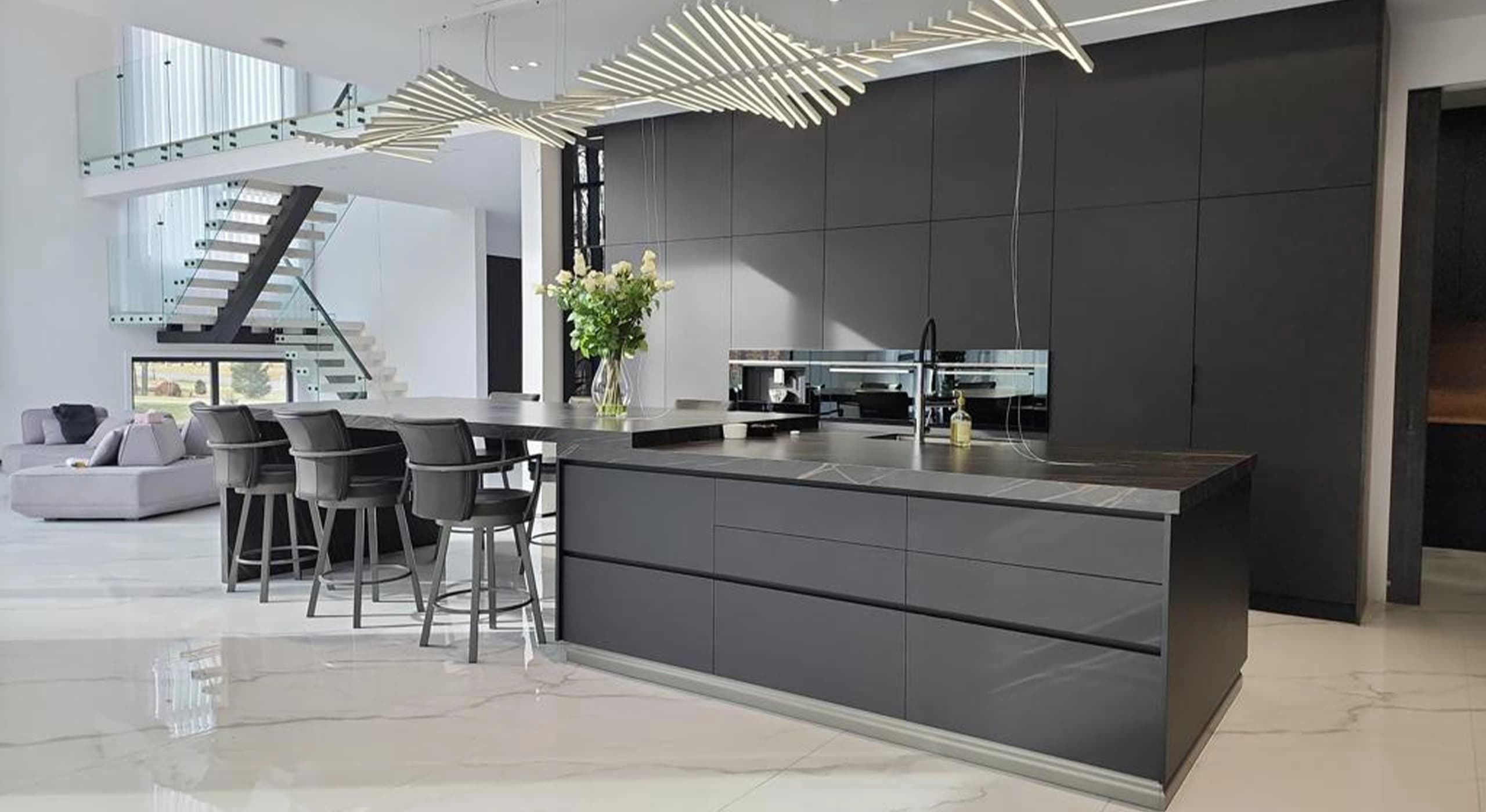 black kitchen cabinet