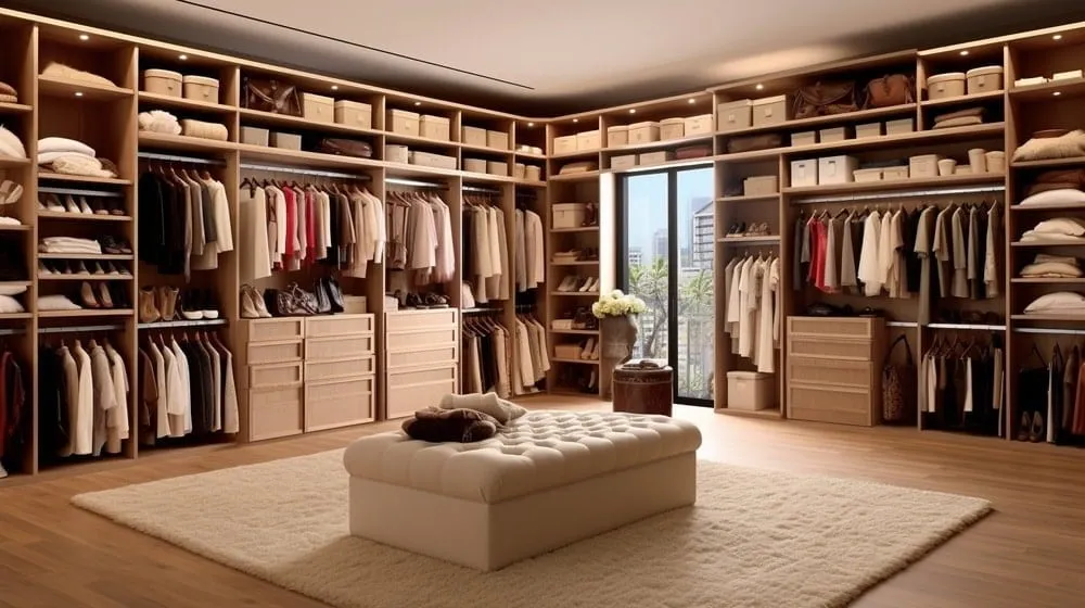 ladies walk in closet ideas Seating Area for Comfort