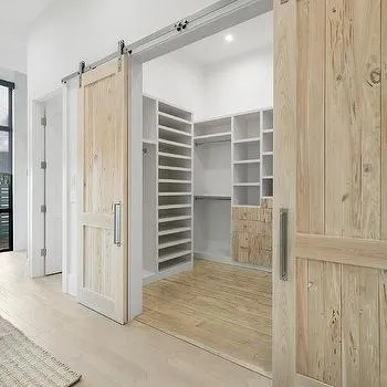 ladies walk in closet ideas Swap in Barn Doors