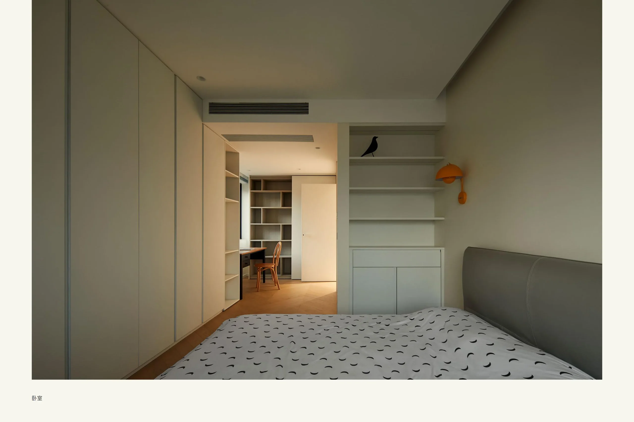 Bedroom with built in wardrobe and shelving