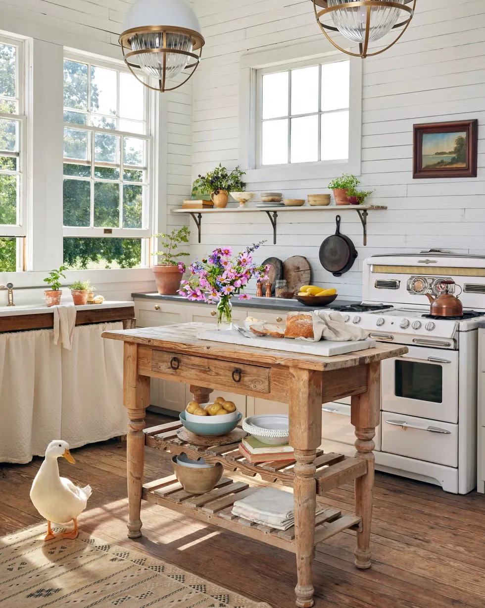 DIY dining table idea Farmhouse Style DIY Table with Open Shelving