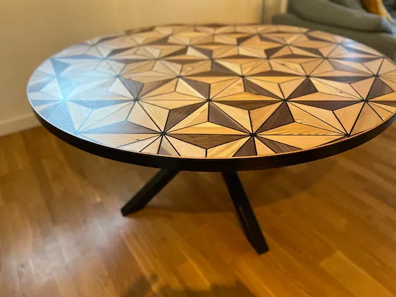 DIY dining table idea Geometric Dining Table with Painted Base
