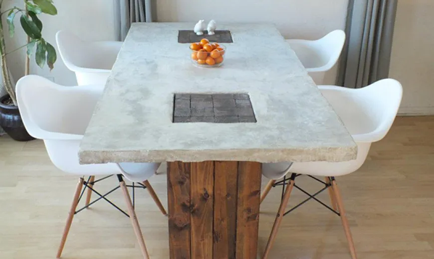 DIY dining table idea Unique Table with Mixed Materials