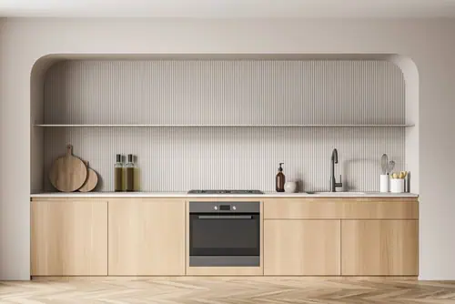 Light wood kitchen cabinets in minimalist style Light wood kitchen cabinets in minimalist style
