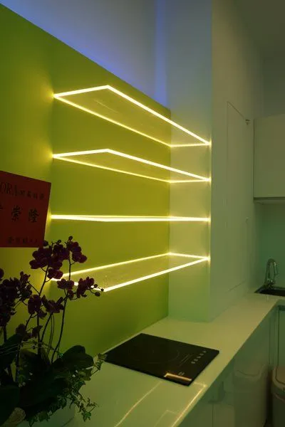 Modern kitchen cabinet lighting ideas Glass Shelf Edge Lighting