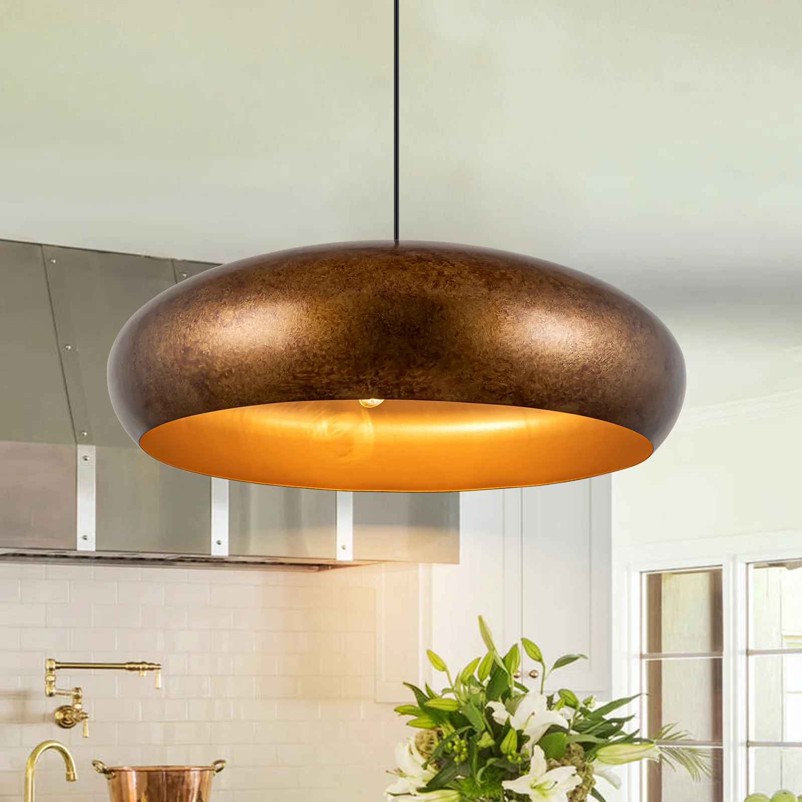 Modern kitchen cabinet lighting ideas Gold or Copper LED Fixtures for Warm Tones