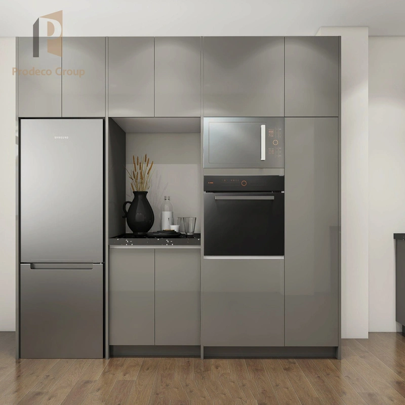 Prodeco Compact grey kitchen cabinet set with built in appliances