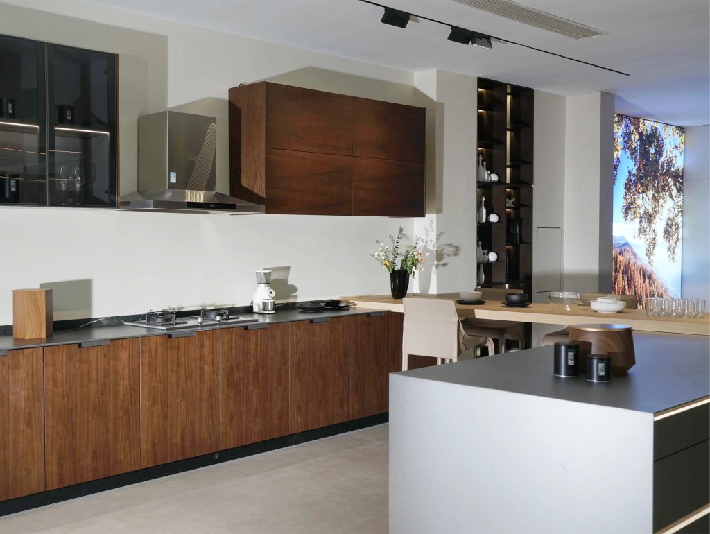 brown Regal Wood Kitchen Cabinet