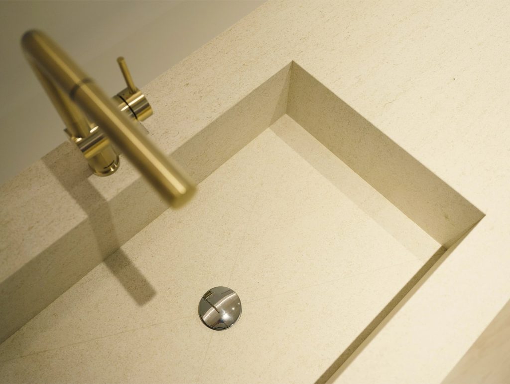 European kitchen cabinet with sink and water-tap