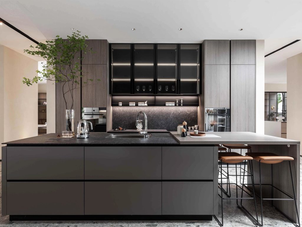 open Iridescent MDF Kitchen Cabinet