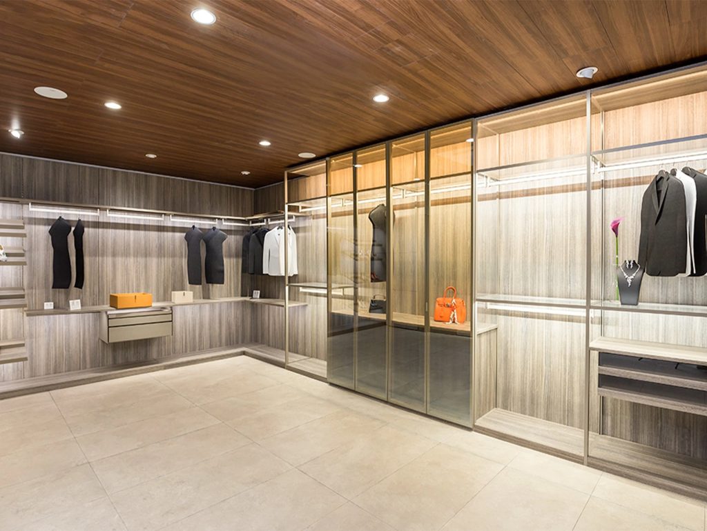 Abaus modern wardrobe with glass door panel