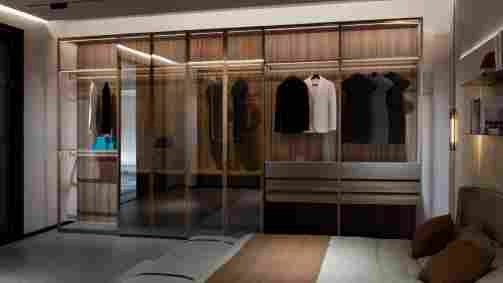 Modern wardrobe with glass door